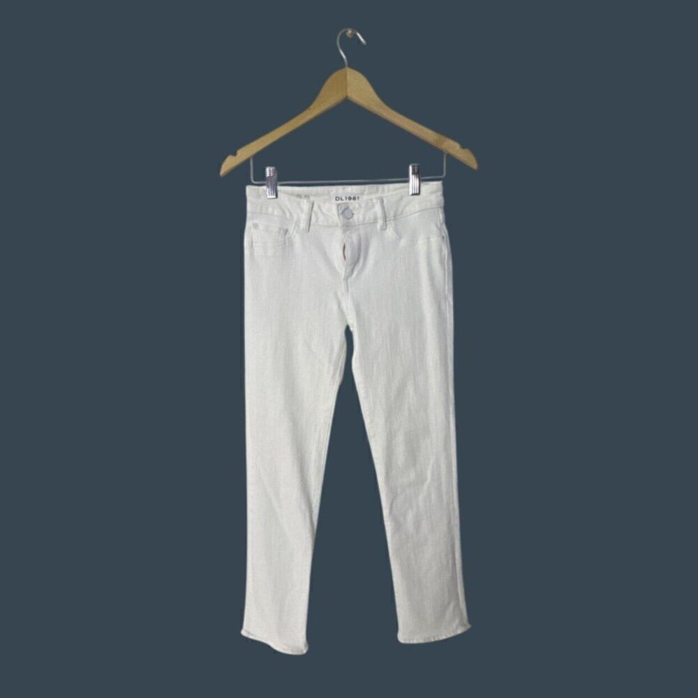 DL1961 Mara Instasculpt Straight Ankle Womens Jeans Size 25 White Cotton Blend